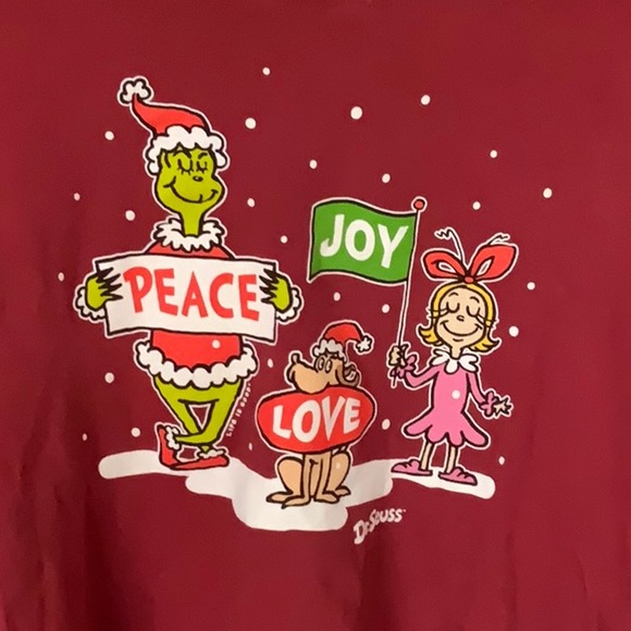 Life is Good Dr Seuss Peace Joy Love Grinch Cindy Lou Who and Max Shirt - Picture 2 of 3